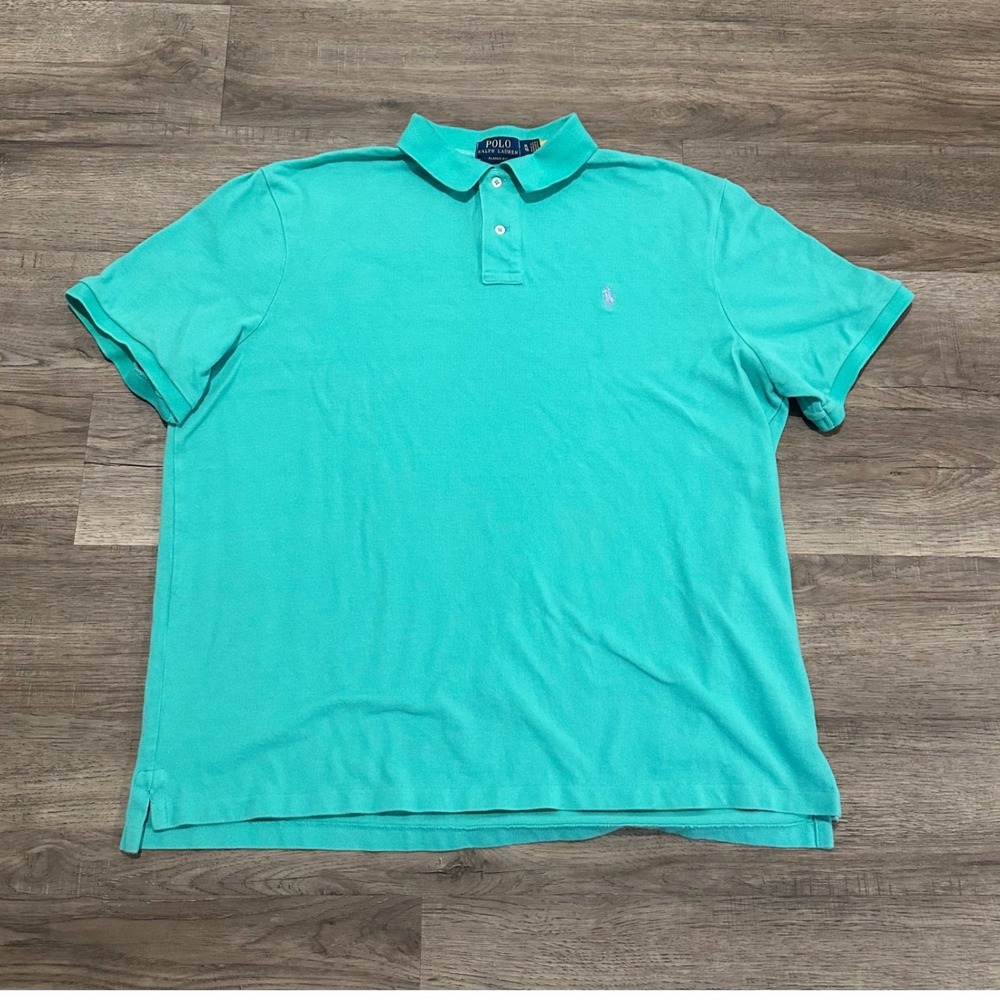 Polo Ralph Lauren Mens Classic Fit Turquoise Mesh Polo Shirt XL Pony Logo
